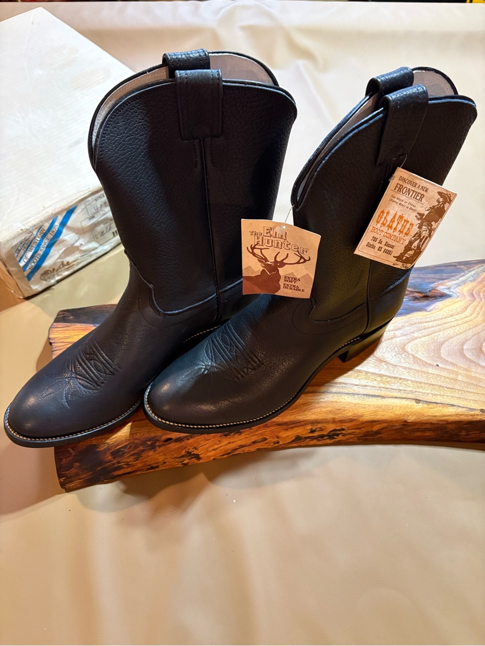 Olathe Boot Co. Men's Black Elk Leather Western Cowboy Boots Size 12E